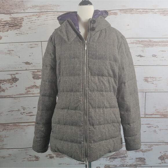 Vintage Y2K Moncler Brown Label Wool Down Glen Plaid Puffer Coat 2 = M - Picture 1 of 16